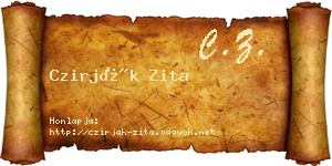 Czirják Zita névjegykártya